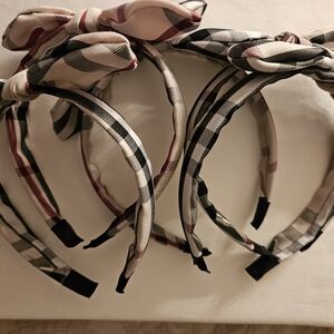 Plaid Headband - Black, Tan ,White , Red